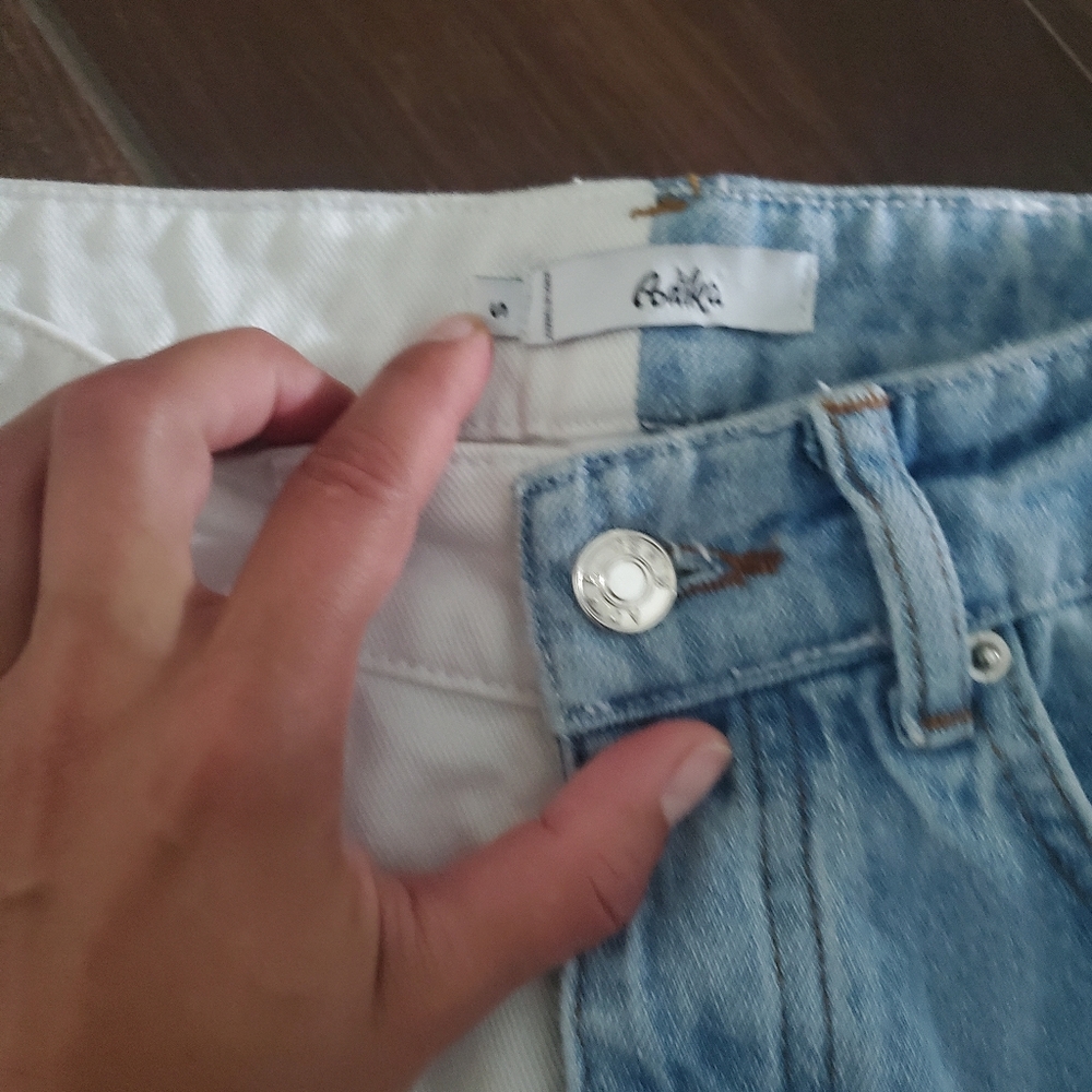 Adika Two-Tone High Rise Jeans in Light Blue and White - Picture 4 of 6
